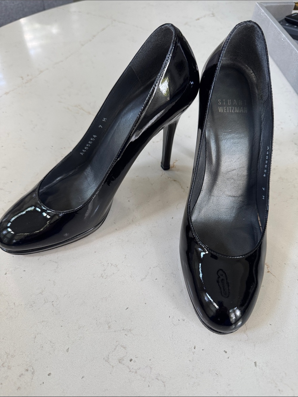 Stuart Weitzman Black Patent Leather High-Heel Pumps